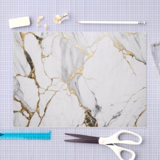 Eleganter abstrakter, schwarz-weißer Marmorstein Seidenpapier (Handwerk)