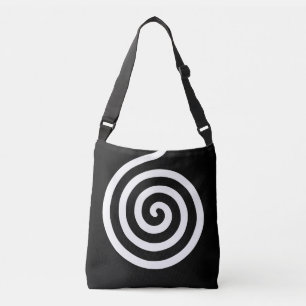 Eleganter Abstrakter Spiralkreis in Schwarz und We Tragetaschen Mit Langen Trägern
