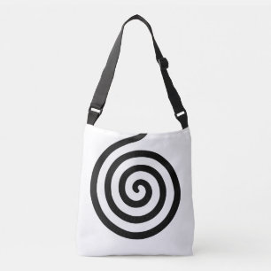 Eleganter abstrakter Spiralkreis in Schwarzweiß Tragetaschen Mit Langen Trägern
