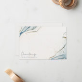 Eleganter Abstrakter Wasserfarben Blauer goldener Mitteilungskarte (Vorderseite/Rückseite Beispiel)