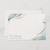 Eleganter Abstrakter Wasserfarben Blauer goldener Mitteilungskarte (Vorne/Hinten)