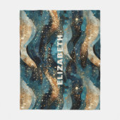 Eleganter Abstrakter Winter Navy Gold Glitzer Fleecedecke (Vorderseite)