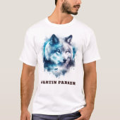 Eleganter Abstrakter Wolf und Mondmänner T-Shirt (Vorderseite)