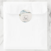 Eleganter Abstraktes Watercolor Blue Gold Logo Bea Runder Aufkleber (Tasche)