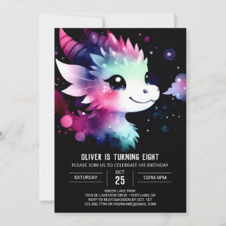 Eleganter Adorable Dragon zum Geburtstag Einladung