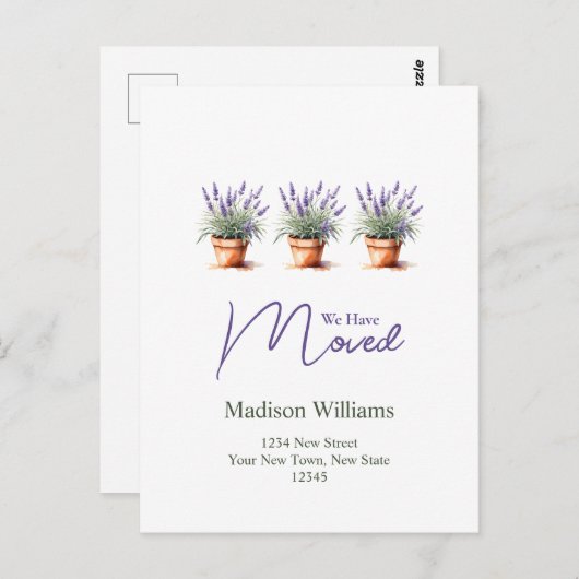 Eleganter Adresswechsel | Ankündigung der Beförder Postkarte (Vorne/Hinten)