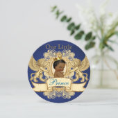 Eleganter afrikanischer Prinz Royal Blue und Gold Einladung (Stehend Vorderseite)