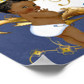 Eleganter afrikanischer Prinz Royal Blue und Gold Poster (Ecke)