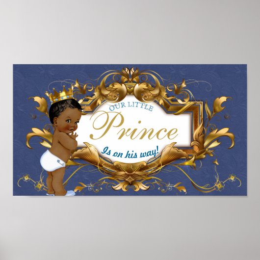 Eleganter afrikanischer Prinz Royal Blue und Gold Poster (Vorne)