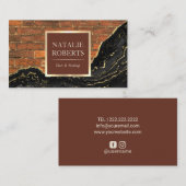 Eleganter Agate Black Gold Marble Brick Beauty Sal Visitenkarte (Vorne/Hinten)