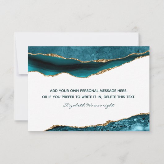 Eleganter Agate Glitzer Vielen Dank Dankeskarte (Rückseite)