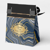 Eleganter Agate Marmor mit Gray Blue und Gold Geschenkschachtel (Rückseite)