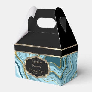 Eleganter Agate Marmor mit Schwarz, Gold und Aquam Geschenkschachtel