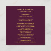 Eleganter Agent-Signatur für Darlehen Modernes Gol Quadratische Visitenkarte (Rückseite)