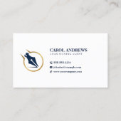 Eleganter Agent Signing Noary Public Gold Blue Visitenkarte (Rückseite)