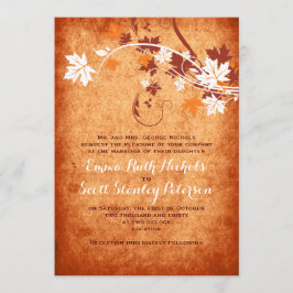 Eleganter Ahorn-Blätter Orange-Hochzeit im Herbst Einladung