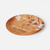 Eleganter Ahorn-Blätter Orange-Hochzeit im Herbst Pappteller (Schrägansicht)