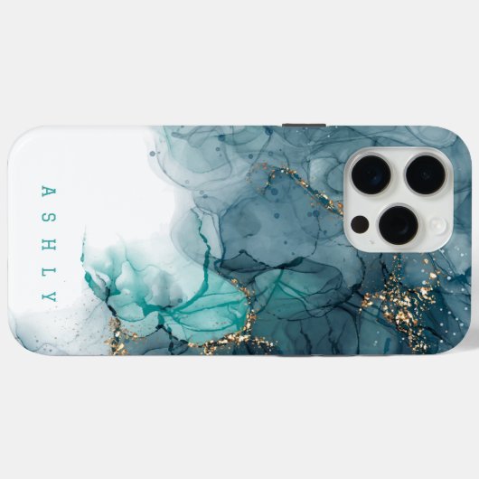 Eleganter Alcohol Black Gold Glitzer Marmor Case-Mate iPhone Hülle (Rückseite (Horizontal))