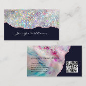 Eleganter Alcohol Ink Agate Holographic Glitzer Visitenkarte (Vorne/Hinten)