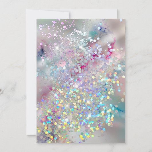 Eleganter Alcohol Ink Holographic Glitzer Birthday Einladung (Rückseite)