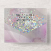 Eleganter Alcohol Ink Marble Holographic Glitzer All In One Einladung (Rückseite)