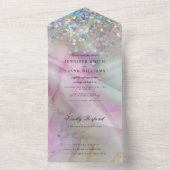 Eleganter Alcohol Ink Marble Holographic Glitzer All In One Einladung (Innen Boden)