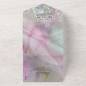 Eleganter Alcohol Ink Marble Holographic Glitzer All In One Einladung (Außenbereich)