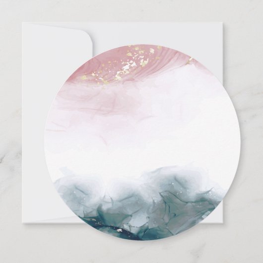 Eleganter Alkohol Tinte Gold Blush Blau Wasserfarb Save The Date (Rückseite)