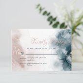Eleganter Alkohol Tinte Gold Rosa Blau RSVP Karte (Stehend Vorderseite)
