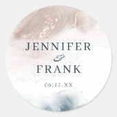 Eleganter Alkohol Tinte Gold Rosa Blau Runder Aufkleber (Vorderseite)