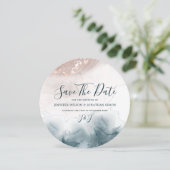 Eleganter Alkohol Tinte Gold Rosa Blau Save The Date (Stehend Vorderseite)