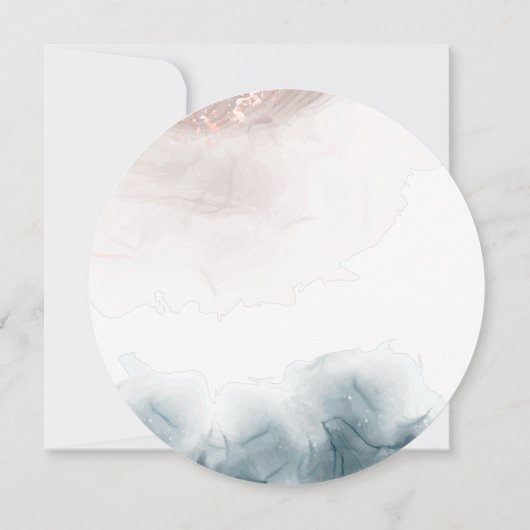 Eleganter Alkohol Tinte Gold Rosa Blau Save The Date (Rückseite)