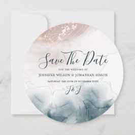 Eleganter Alkohol Tinte Gold Rosa Blau Save The Date