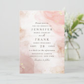 Eleganter Alkohol Tinte Gold Rosa Rosa Minimal Mod Einladung (Stehend Vorderseite)