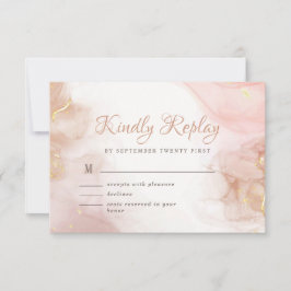 Eleganter Alkohol Tinte Gold Rosa Rosa Minimal Mod RSVP Karte