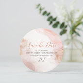 Eleganter Alkohol Tinte Gold Rosa Rosa Minimal Mod Save The Date (Stehend Vorderseite)