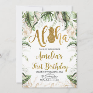 Eleganter Aloha-Geburtstag, Luau-Geburtstag, Tropi Einladung