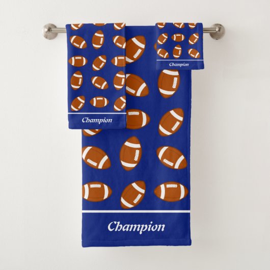 Eleganter American Football on Blue Bath Handtuch Badhandtuch Set (Insitu)