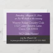 Eleganter Amethyst lila und schwarzer Geburtstag Einladung (Rückseite)