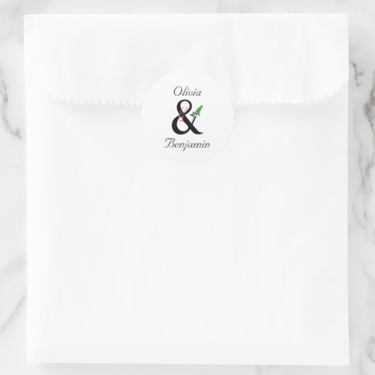 Eleganter Ampersand Hochzeitskleber Runder Aufkleber (Tasche)