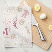 Eleganter Anfangsblumen pastellfarben monogramm Ro Geschirrtuch (Viertel Falte)