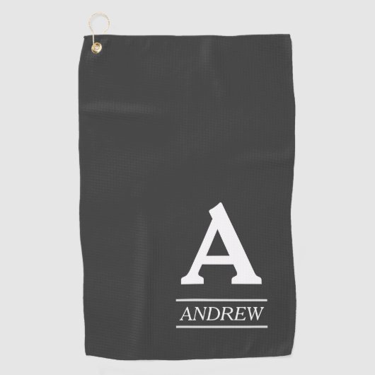 Eleganter Anfangsbuchstabe und graues Golfhandtuch (Vorderseite)