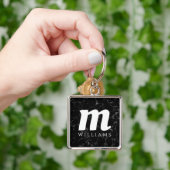 Eleganter Anfangsname Schwarzer Marmor Schlüsselanhänger (Hand)