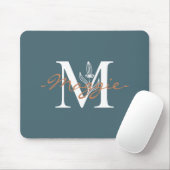Eleganter Anfangswert M Monogram Türkis niedlich Mousepad (Mit Mouse)