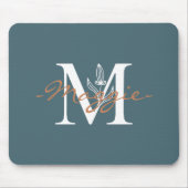 Eleganter Anfangswert M Monogram Türkis niedlich Mousepad (Vorne)