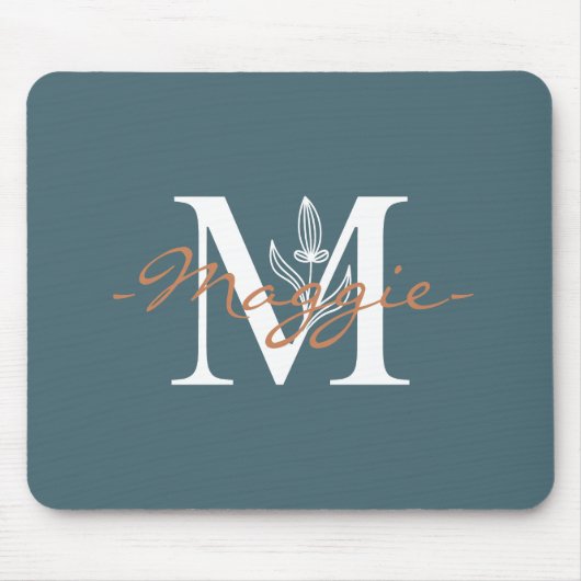 Eleganter Anfangswert M Monogram Türkis niedlich Mousepad (Vorne)