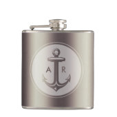 Eleganter Anker mit Initialen Flachmann (Vorderseite)