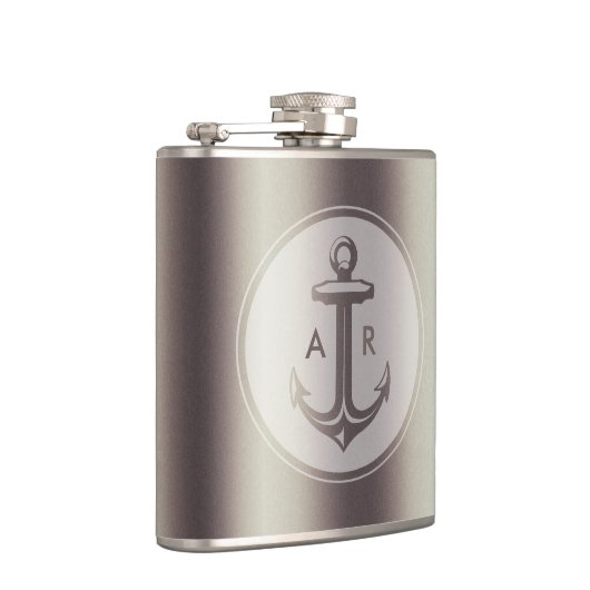 Eleganter Anker mit Initialen Flachmann (Rechts)