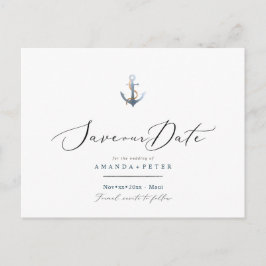 Eleganter Anker, Save the Date nautisch Postkarte