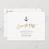 Eleganter Anker, Save the Date nautisch Postkarte (Vorne/Hinten)